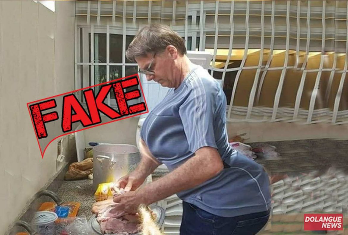 É #Fake imagem de Bolsonaro cozinhando com nádegas avantajadas