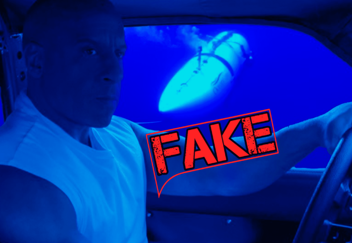 É #Fake que Toretto foi encontrar submarino de carro no oceano