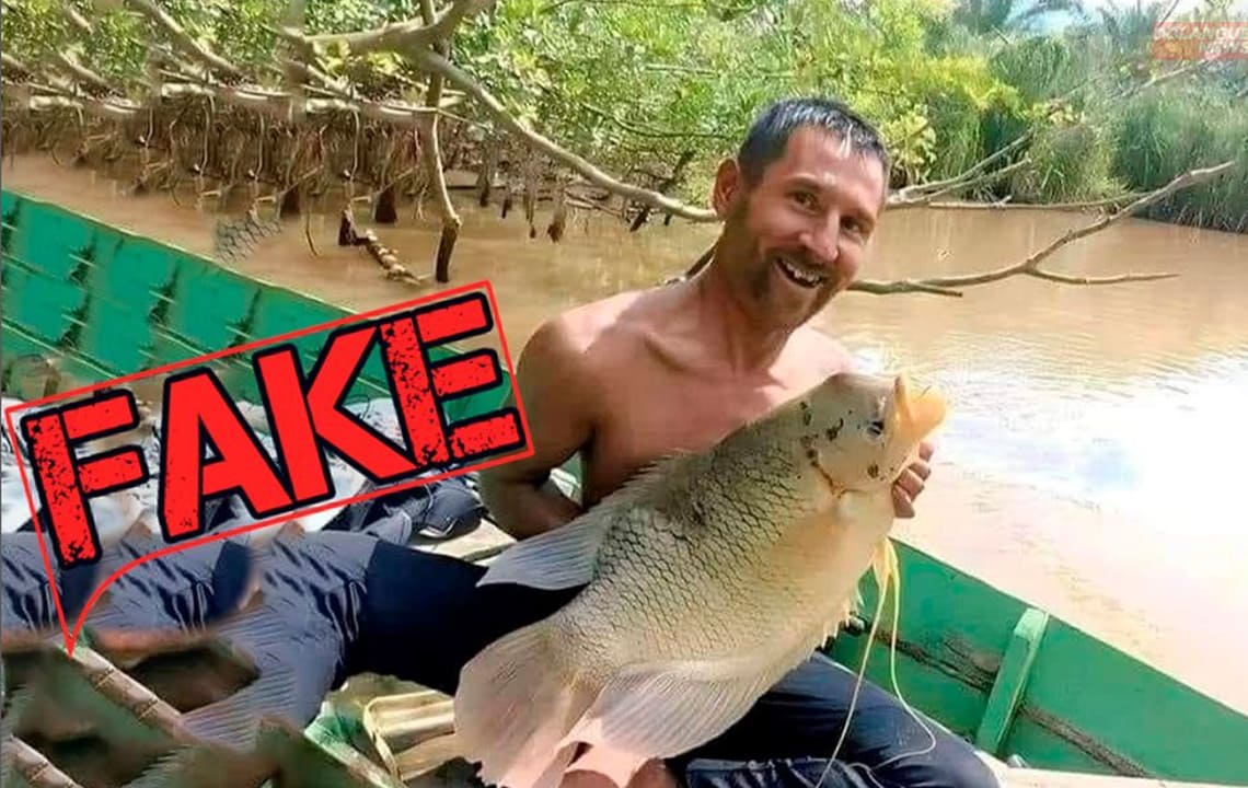 É #Fake imagem de Messi pescando no interior do Mato Grosso